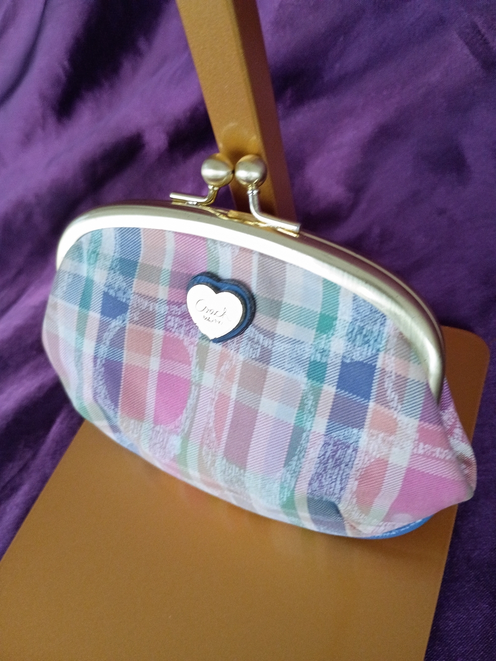 Coach Madras Kisslock Coin Pouch 🩷💜🩵 - Picture 5 of 13